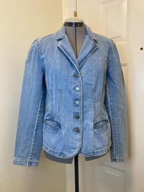 Ralph Lauren Polo Jeans Co. Light Blue Denim Tailored Women’s Blazer Jacket sz12